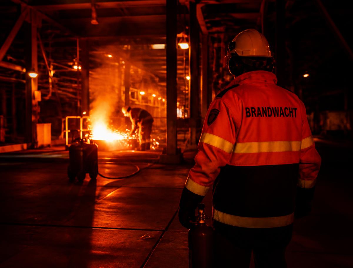 Brandwacht houdt toezicht bij heet werk