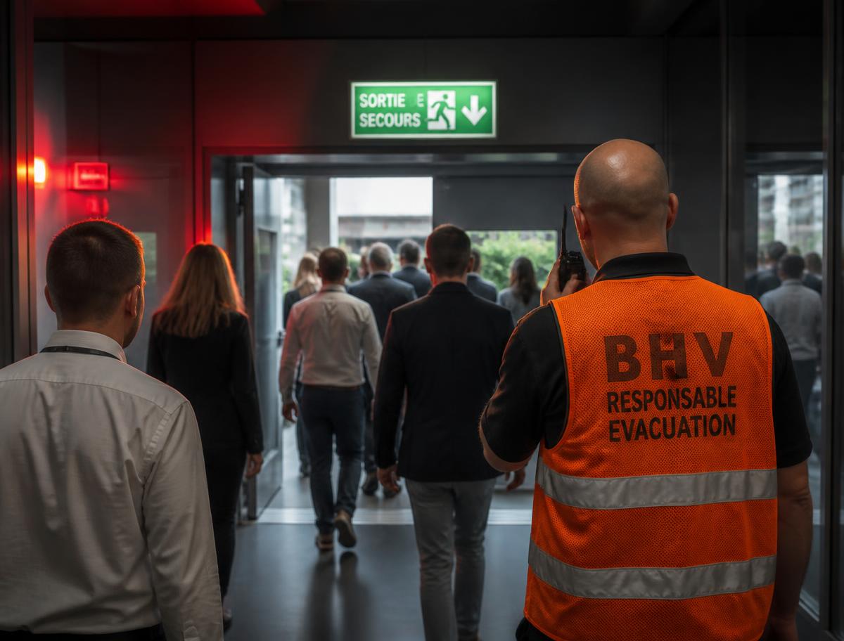 Ontruimingsoefening in een kantoorgebouw